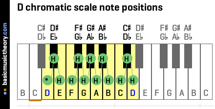 D chromatic scale note positions